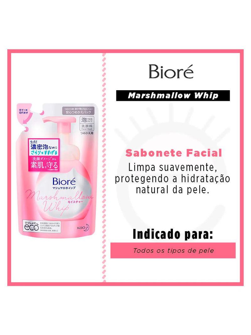 Bioré marshmallow whip moisture kit – sabonete líquido facial 150ml + refil 130ml