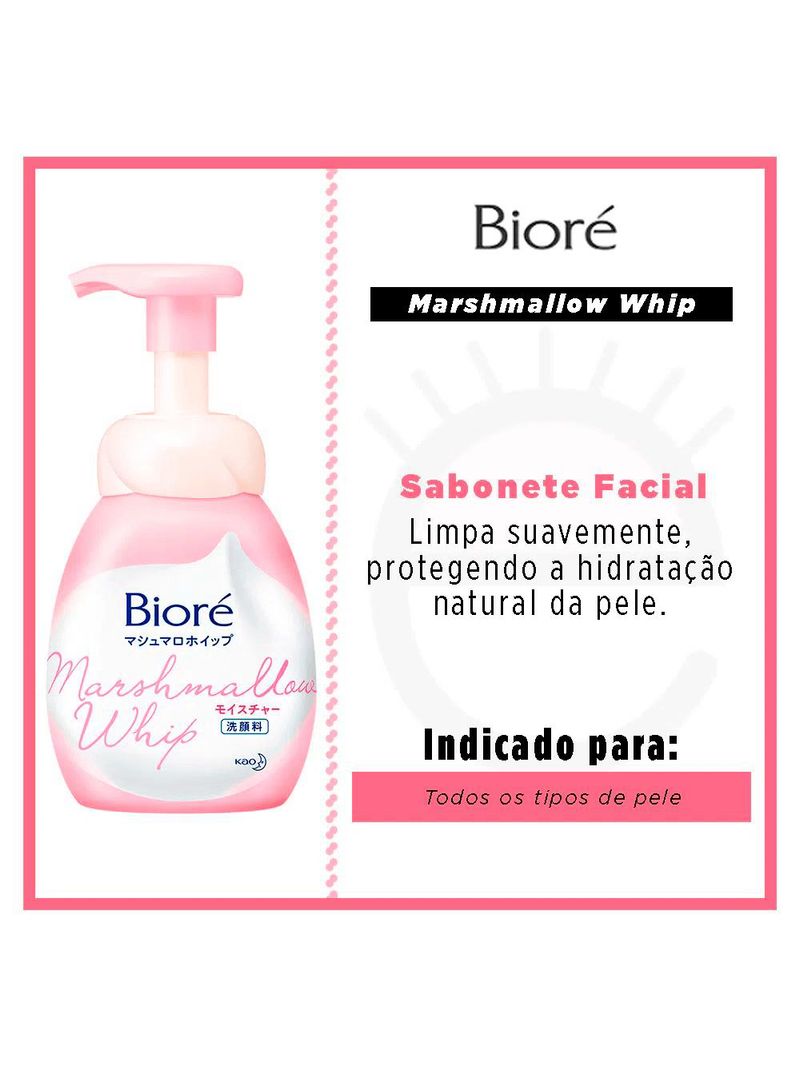 Bioré marshmallow whip moisture kit – sabonete líquido facial 150ml + refil 130ml
