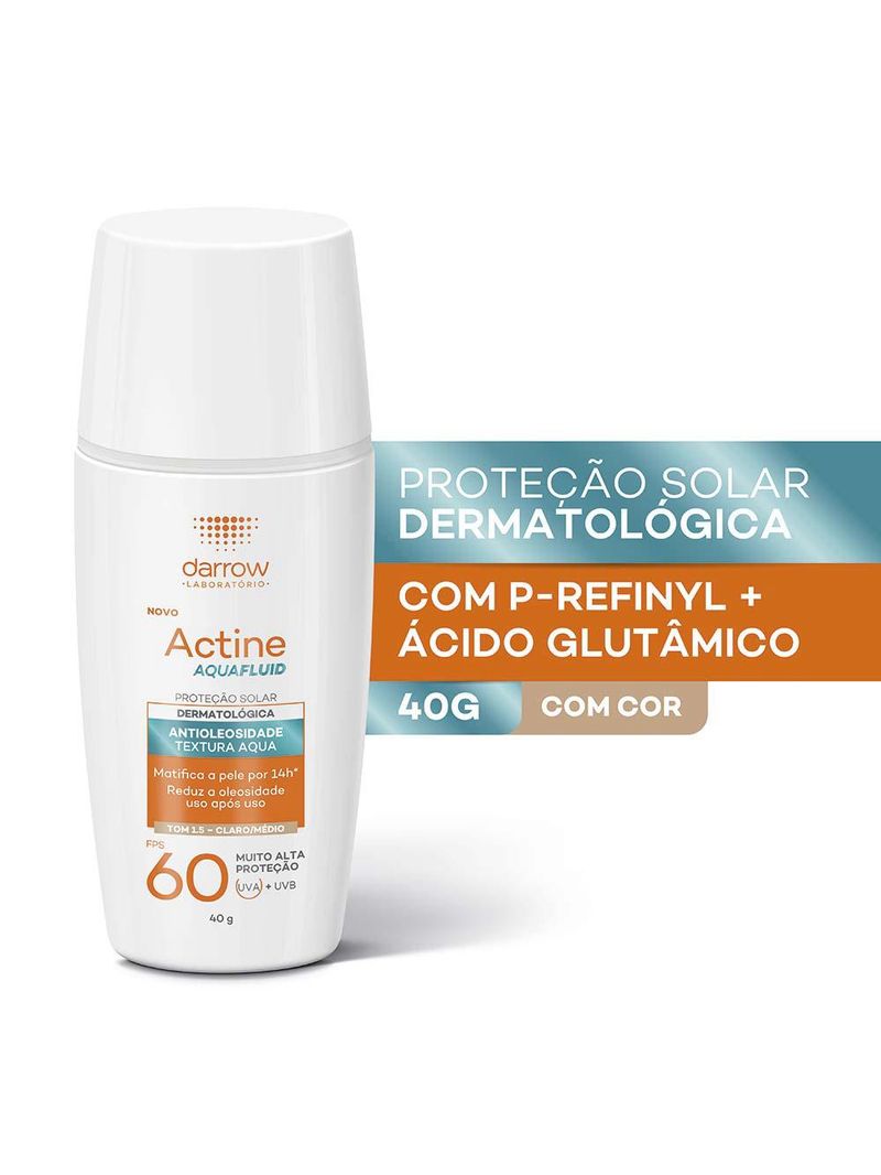 Protetor solar facial com cor darrow - actine aquafluid fps 60