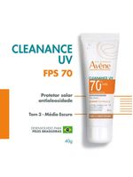 Protetor solar facial com cor antioleosidade avène cleanance uv fps70