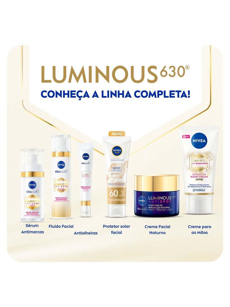 Protetor solar facial fluido nivea sun - spot control luminous 630 fps60