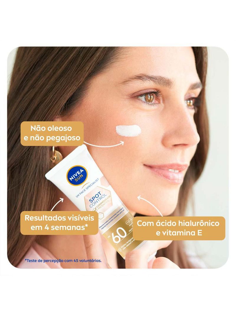 Protetor solar facial fluido nivea sun - spot control luminous 630 fps60