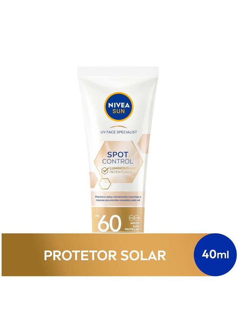 Protetor solar facial fluido nivea sun - spot control luminous 630 fps60