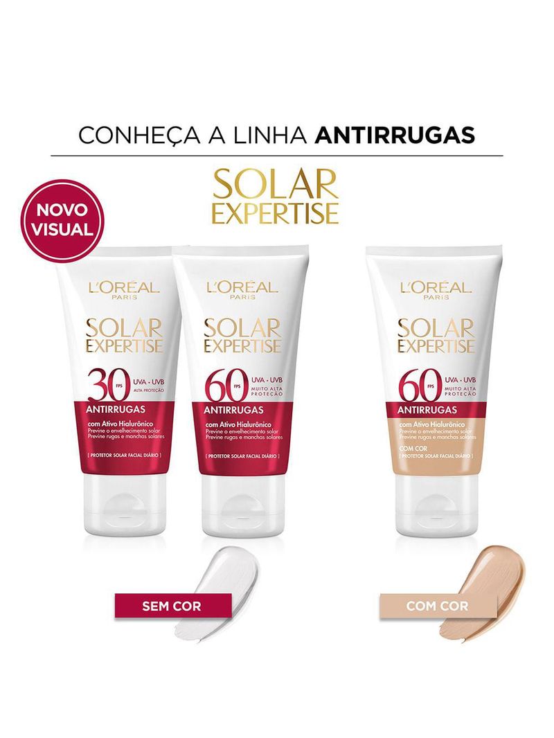 Protetor solar facial l'oréal paris solar expertise antirrugas fps 60