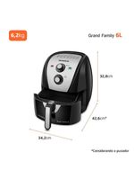 Fritadeira elétrica sem Óleo air fryer mondial afn-60 6l preta/inox