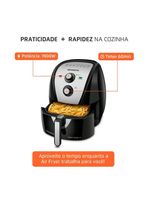 Fritadeira elétrica sem Óleo air fryer mondial afn-60 6l preta/inox