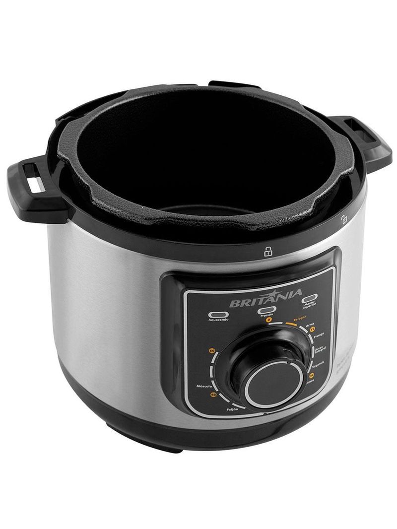 Panela elétrica de pressão multifuncional britânia bpp01pi 3l – preta/inox