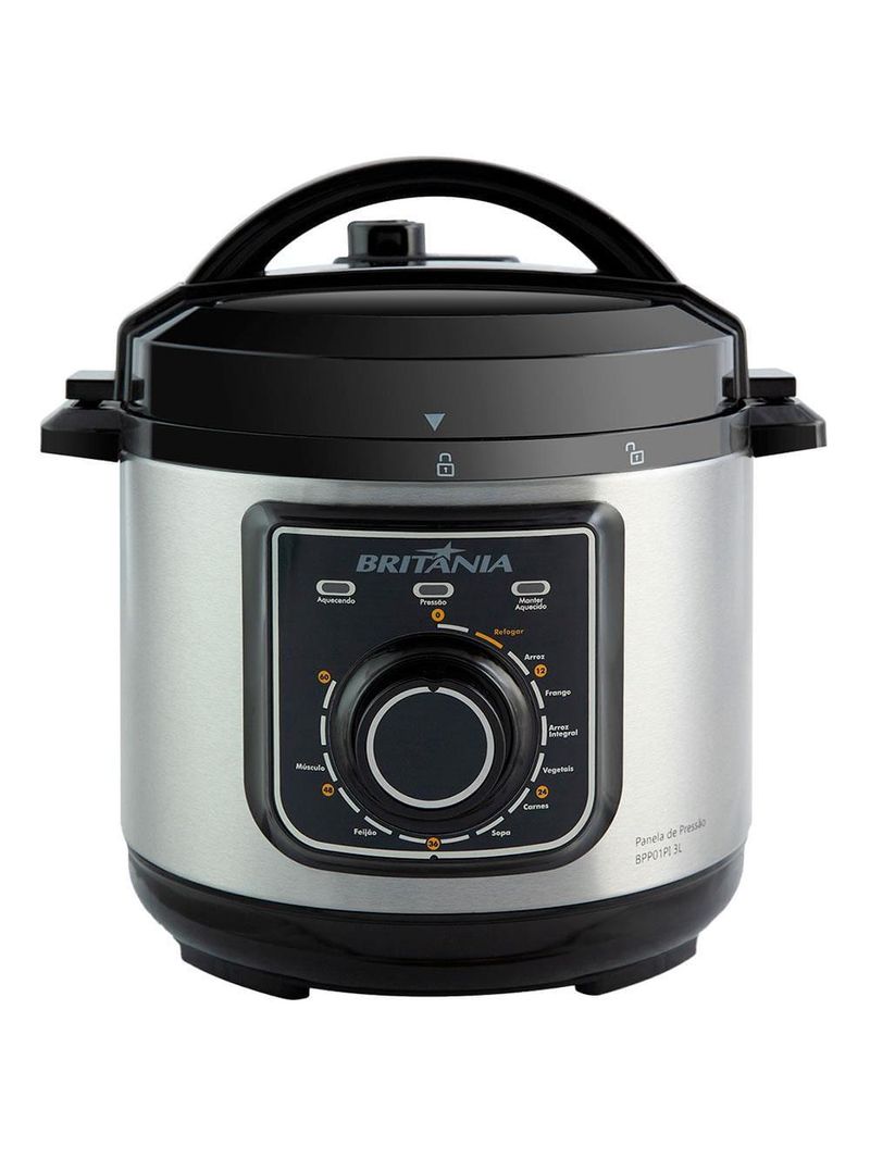 Panela elétrica de pressão multifuncional britânia bpp01pi 3l – preta/inox