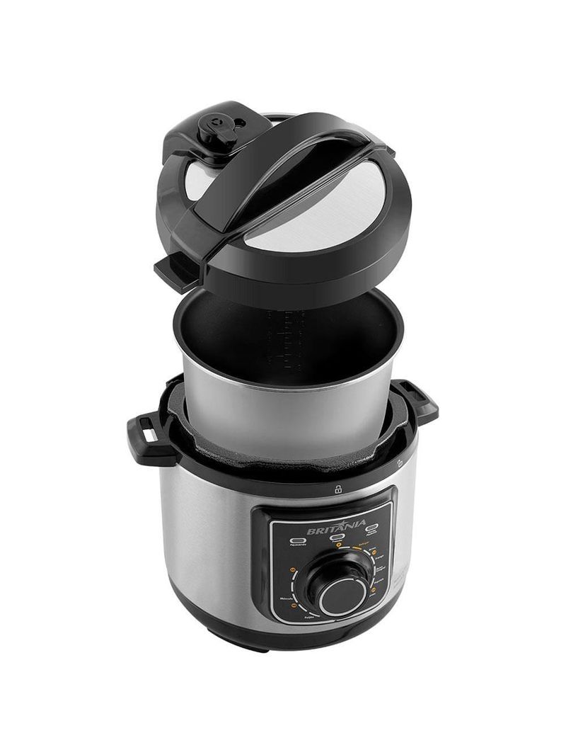 Panela elétrica de pressão multifuncional britânia bpp01pi 3l – preta/inox