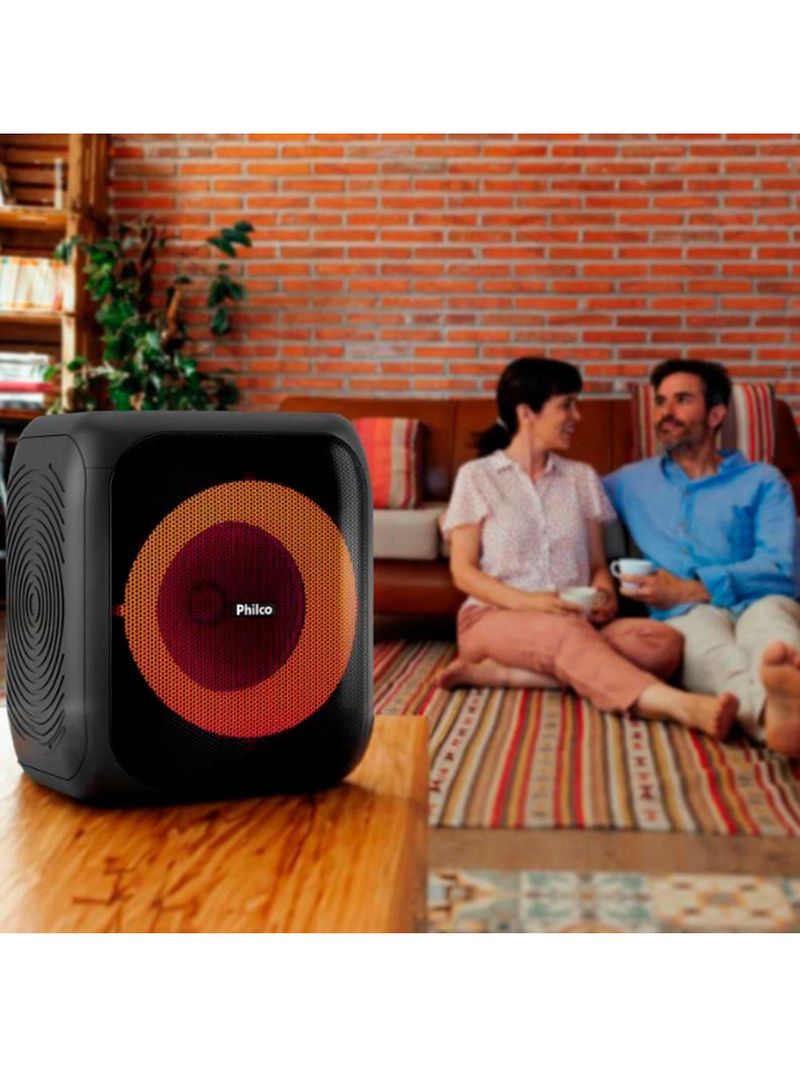 Caixa de som amplificada philco flash light pcx4800, bluetooth, entrada usb e bateria interna - 380w rms
