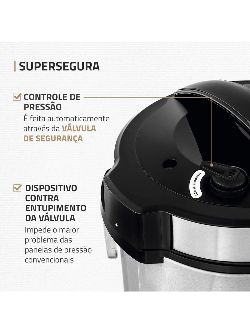Panela elétrica de pressão mondial pe-47 pratic cook 3l - inox