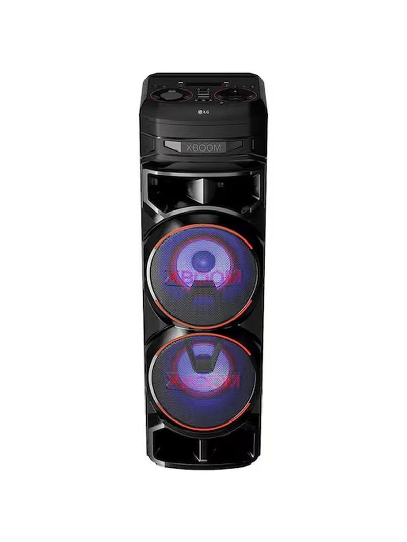 Torre de som lg xboom rnc9 com bluetooth, karaokê, entradas de microfone, guitarra e alto-falantes duplos