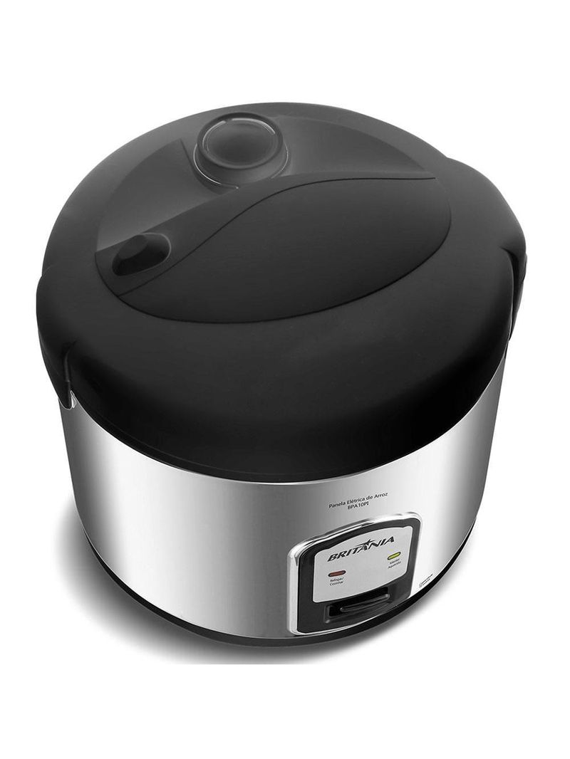 Panela elétrica de arroz britânia bpa10pi 10 xícaras – preta/inox