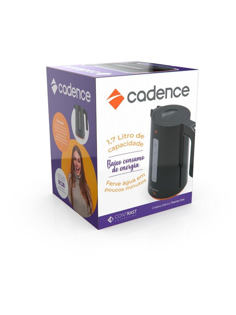 Chaleira elétrica cadence cel388 contrast 1,7l 1850w desligamento automático preto