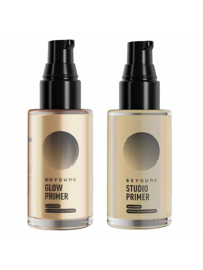 Beyoung primer facial firmador kit - glow gold + studio primer
