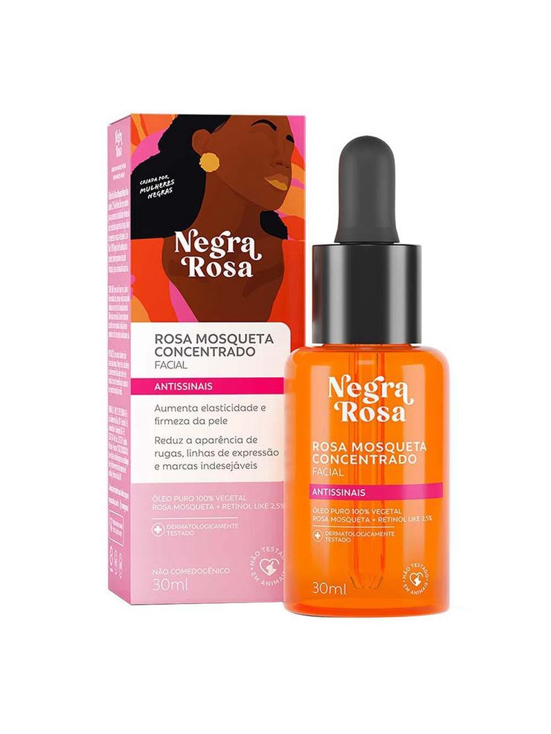 Óleo facial negra rosa - antissinais rosa mosqueta