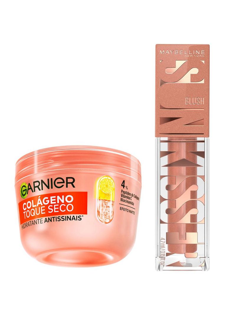 Kit maybelline + garnier - blush líquido 08 shades on + hidratante facial