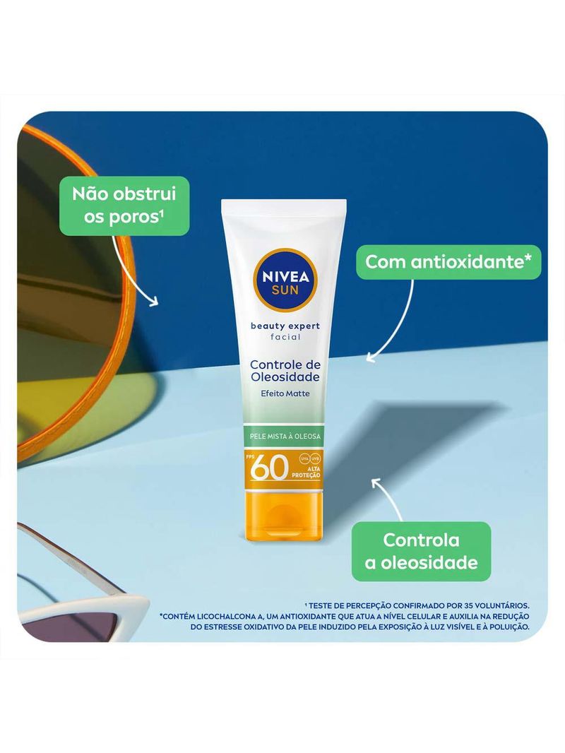Nivea kit – protetor solar spray protect & toque seco fps50 200ml + protetor solar facial sun beauty expert pele oleosa fps50 50g