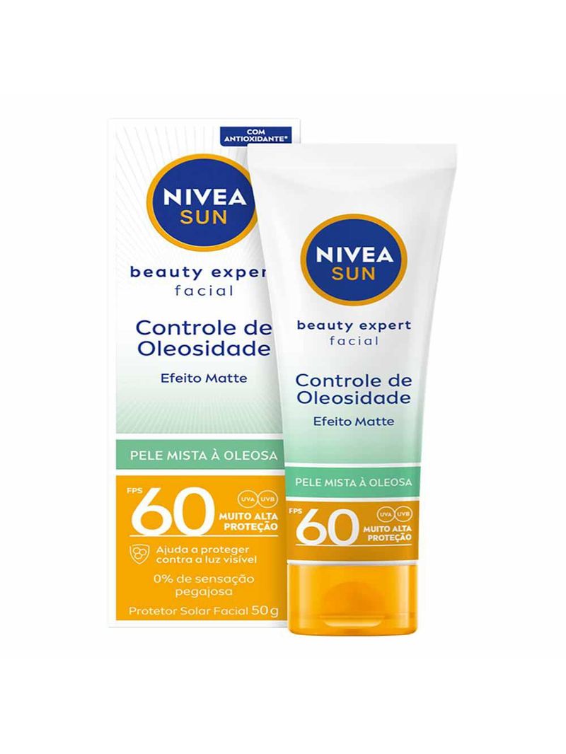 Nivea kit – protetor solar spray protect & toque seco fps50 200ml + protetor solar facial sun beauty expert pele oleosa fps50 50g