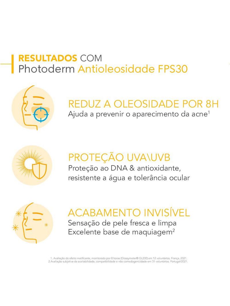 Protetor solar facial antioleosidade bioderma photoderm fps30