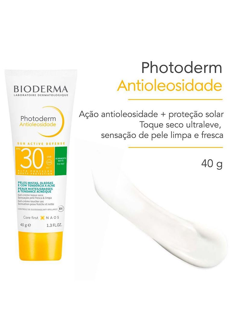 Protetor solar facial antioleosidade bioderma photoderm fps30
