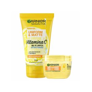 Garnier skin vitamina c kit - gel de limpeza facial antibacteriano + hidratante facial antimanchas