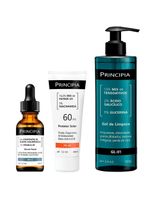 Principia kit - gel de limpeza facial + sérum + protetor solar facial