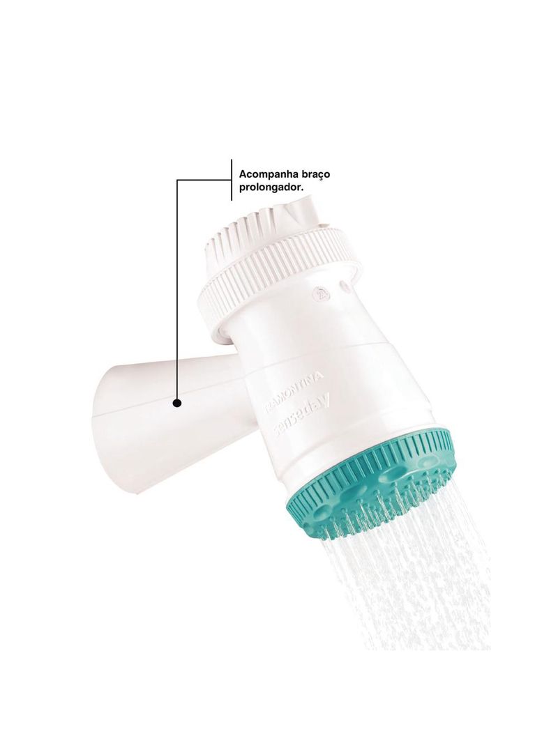 Ducha elétrica com 3 temperaturas 5500w branca e verde 220v - tramontina