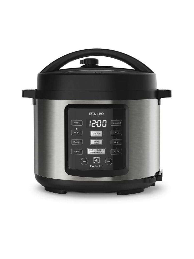 Panela elétrica de pressão electrolux ex pcc15 por rita lobo com display digital 5l – inox e preta