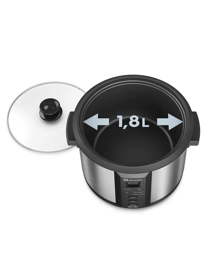 Panela elétrica multiuso electrolux chef ecc20 digital 1,8 l preta/inox