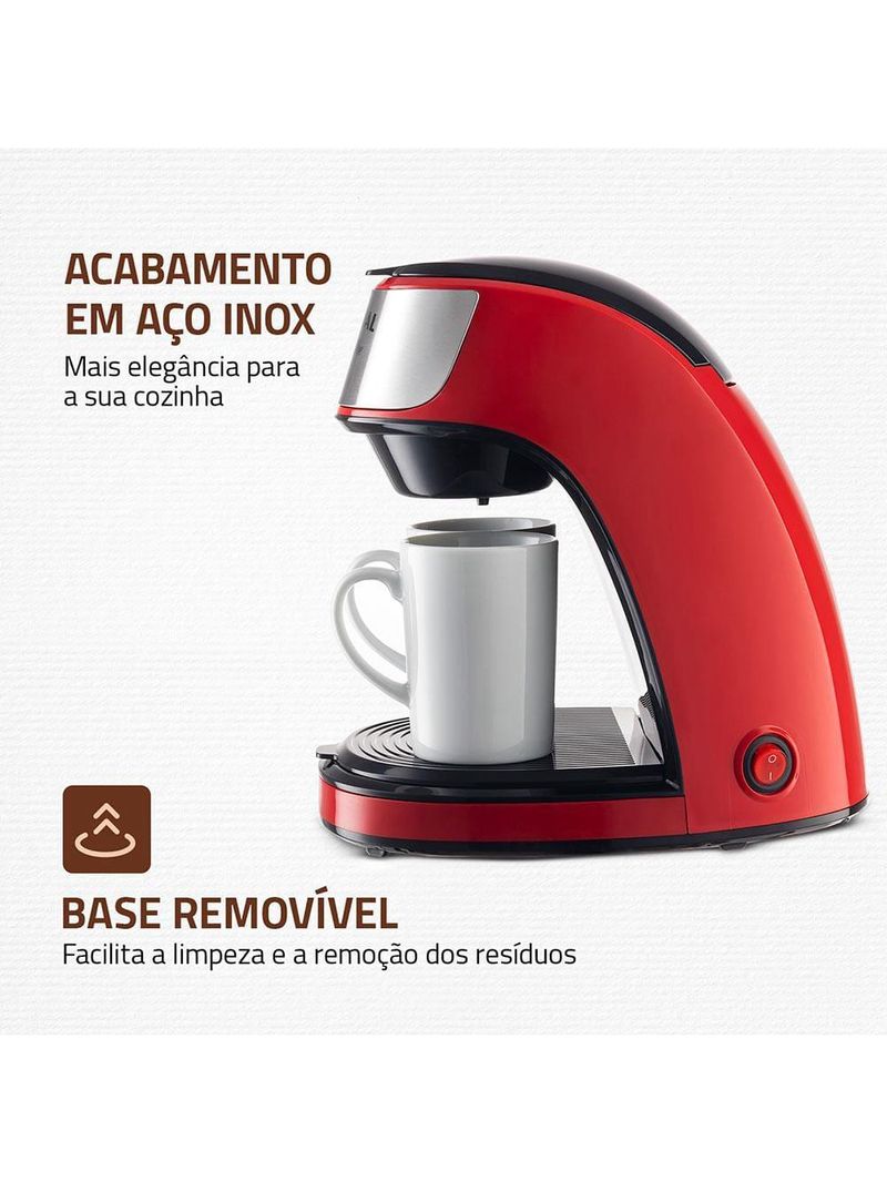 Cafeteira elétrica mondial smart coffee c-42 com 2 xícaras vermelha
