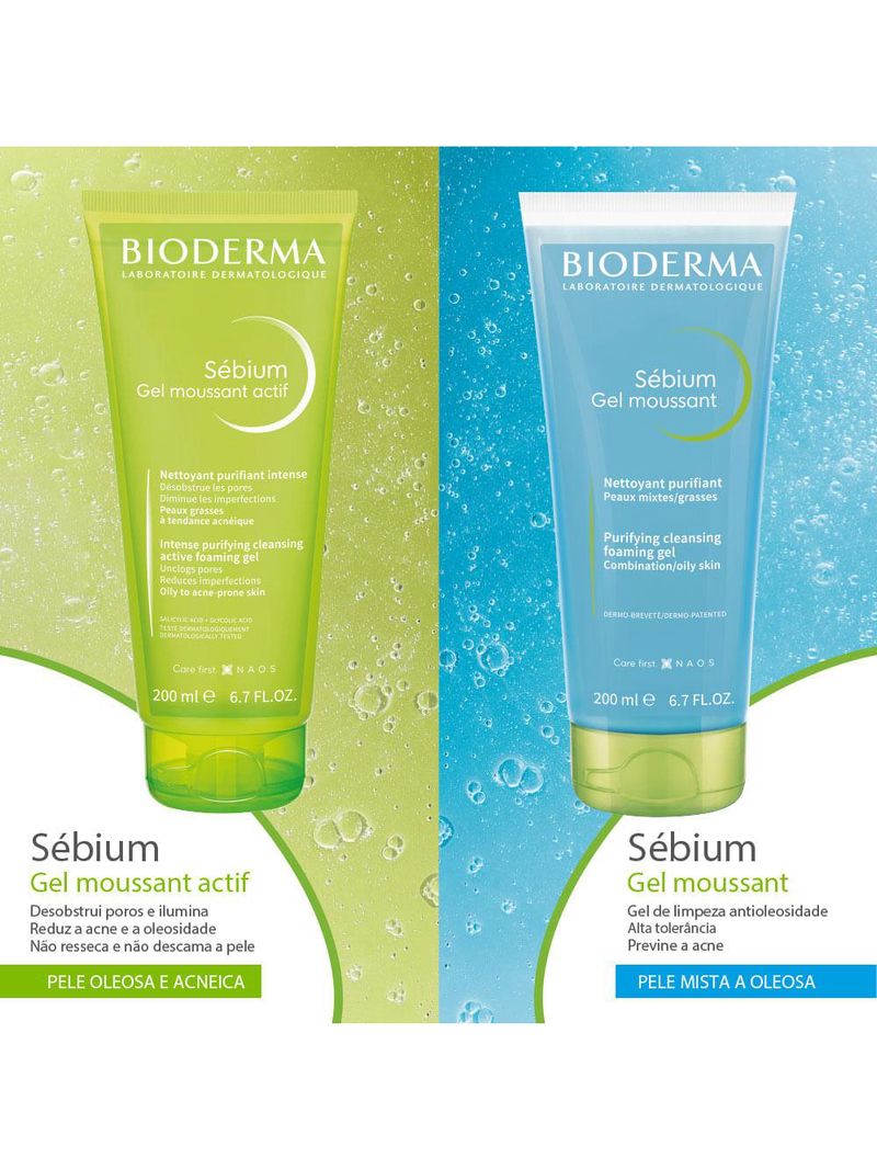 Gel de limpeza facial antioleosidade de alta tolerância bioderma sébium gel moussant