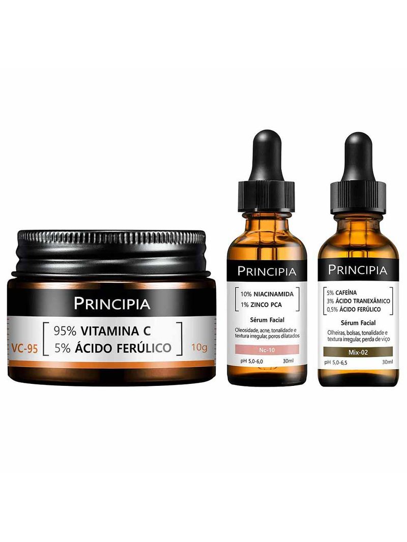 Principia anti-idade kit - sérum nc-10 + pó facial ultrafino vc-95 + sérum mix-02