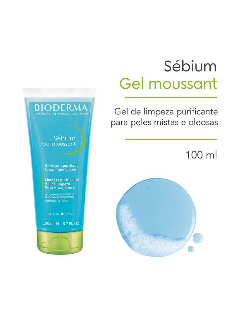 Gel de limpeza facial antioleosidade de alta tolerância bioderma sébium gel moussant