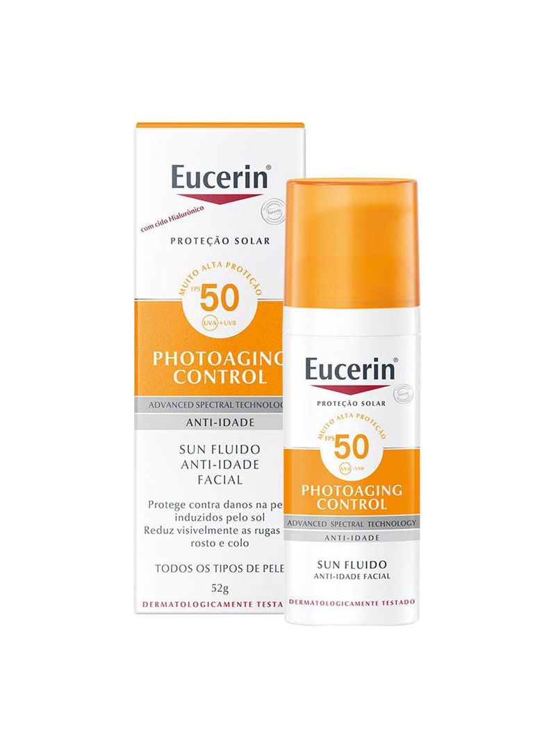 Protetor solar facial eucerin - sun fluido anti-idade creme facial fps50