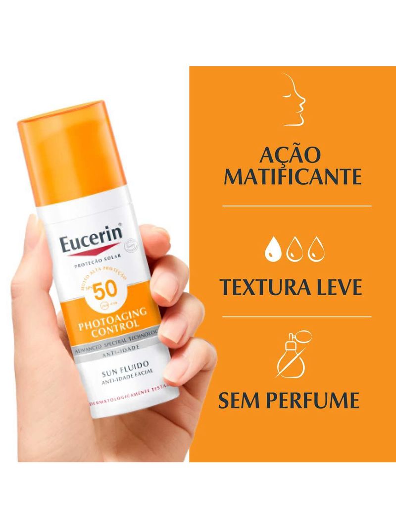 Protetor solar facial eucerin - sun fluido anti-idade creme facial fps50