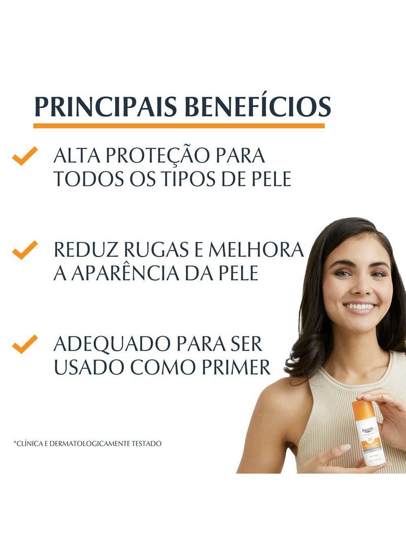 Protetor solar facial eucerin - sun fluido anti-idade creme facial fps50