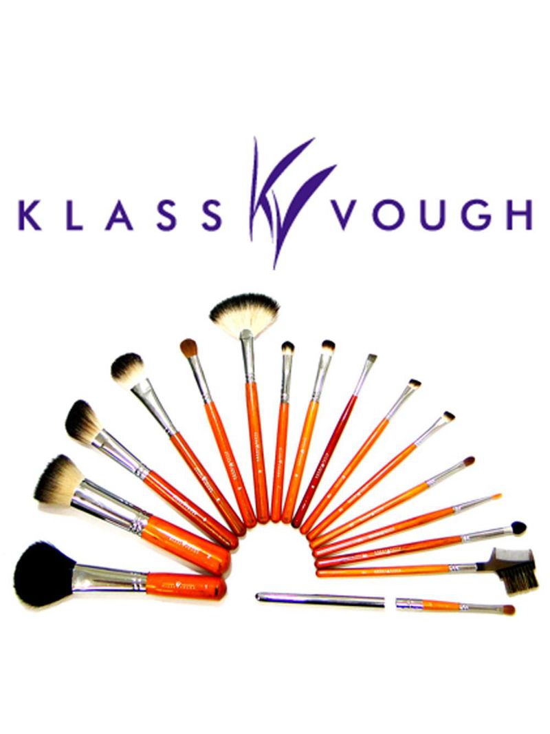 Pincel chanfrado para blush e contorno brown 3 facial klass vough - pincel profissional chanfrado para blush