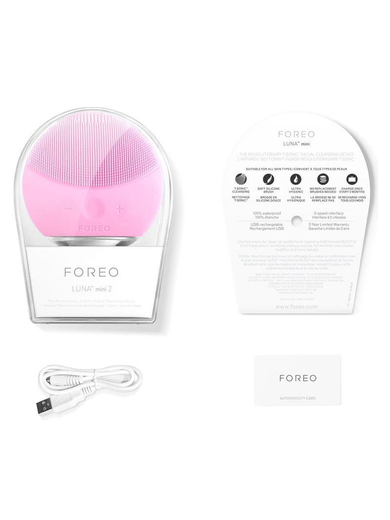 Luna mini 2 pearl pink foreo - escova de limpeza facial