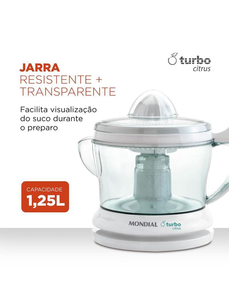 Espremedor de frutas mondial turbo citrus e-01 - branco