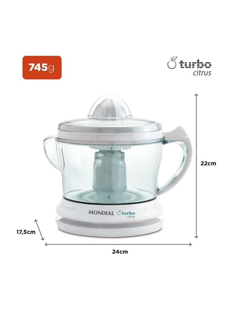 Espremedor de frutas mondial turbo citrus e-01 - branco