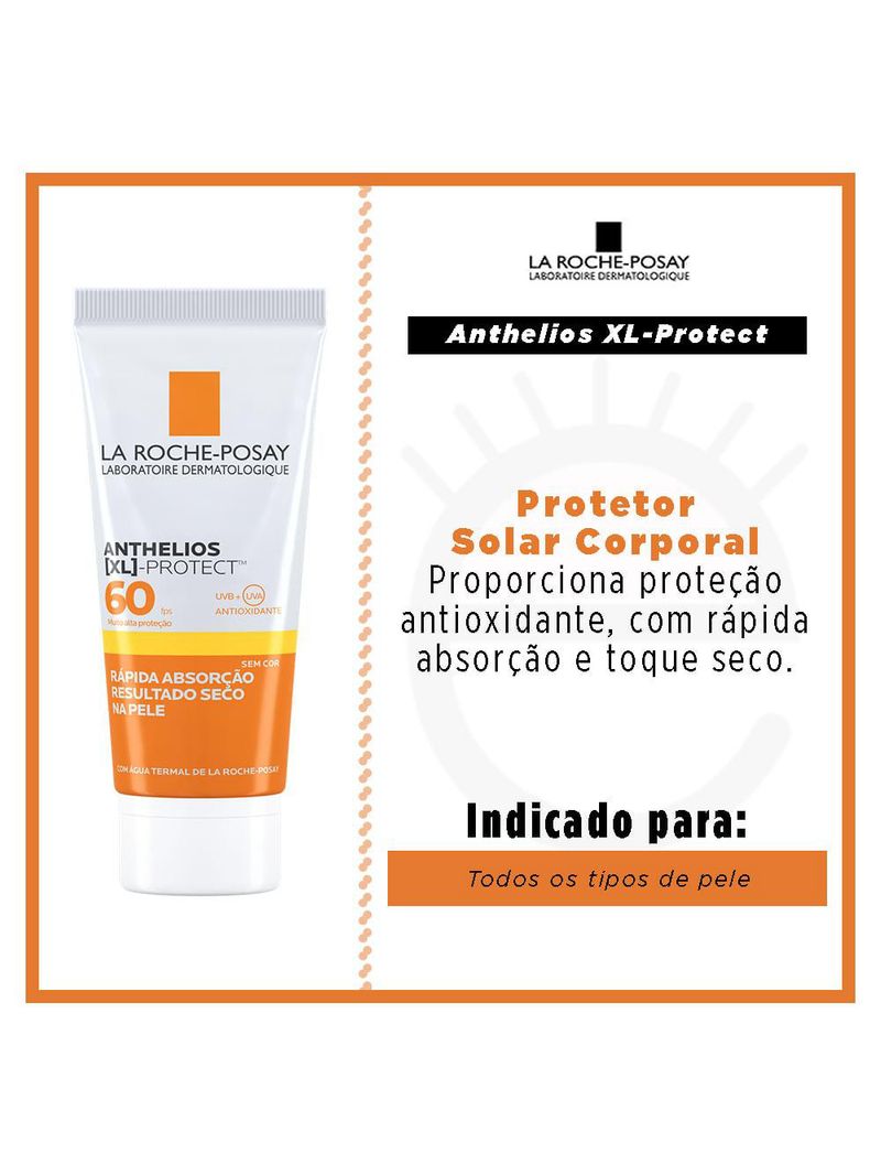 Protetor solar facial fps 60 para peles oleosas sem cor anthelios xl protect la roche-posay