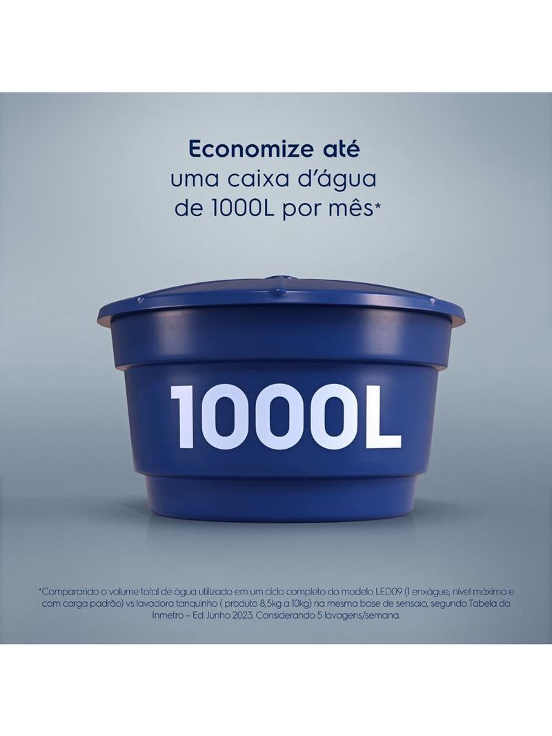 Máquina de lavar 9kg electrolux led09 efficient care turbo centrifugação branca