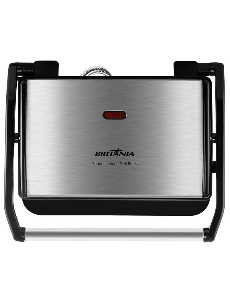 Sanduicheira grill britânia bgr27i press 850w antiaderente – inox/preta