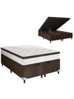 Cama box baú queen size portobel noah ortopédico com molas ensacadas, eps e revestimento em poliéster 70x158x198cm - branco/marrom