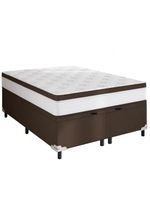 Cama box baú queen size portobel noah ortopédico com molas ensacadas, eps e revestimento em poliéster 70x158x198cm - branco/marrom