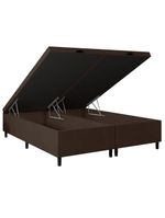 Cama box baú queen size portobel noah ortopédico com molas ensacadas, eps e revestimento em poliéster 70x158x198cm - branco/marrom