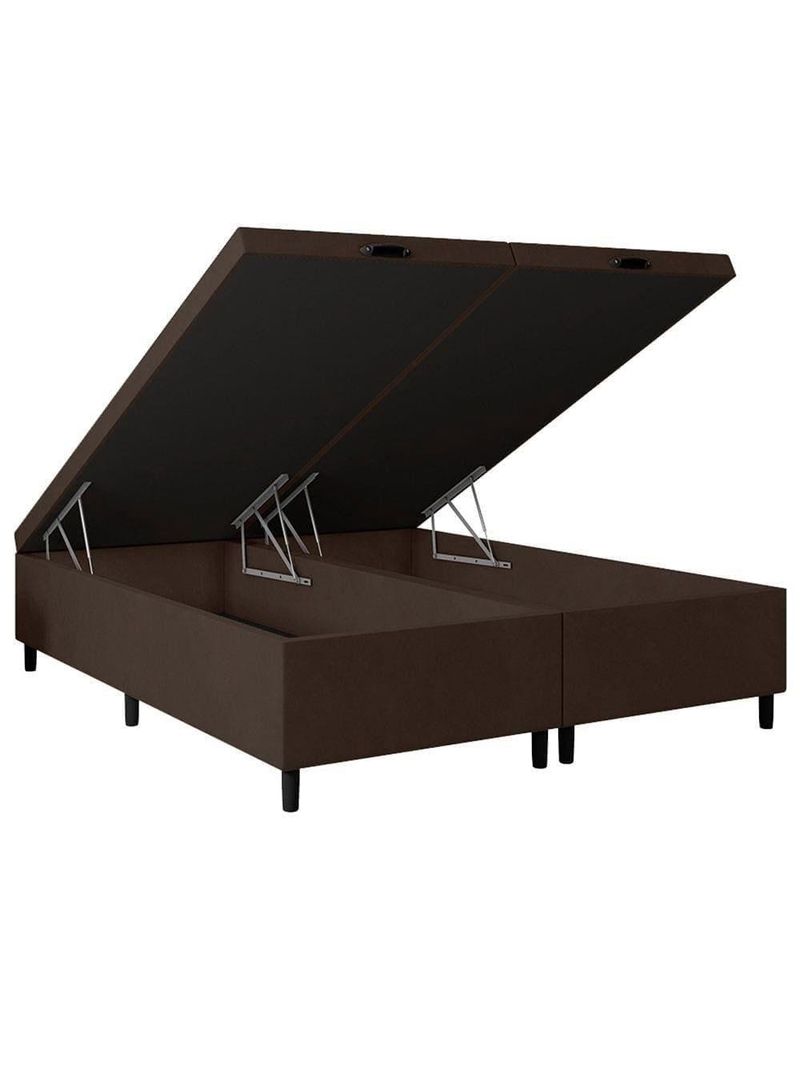 Cama box baú queen size portobel noah ortopédico com molas ensacadas, eps e revestimento em poliéster 70x158x198cm - branco/marrom
