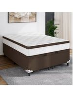 Cama box baú queen size portobel noah ortopédico com molas ensacadas, eps e revestimento em poliéster 70x158x198cm - branco/marrom