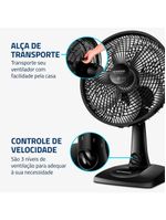 Ventilador de mesa 30cm mondial super power vsp-30-b 6 pás 3 velocidades - preto